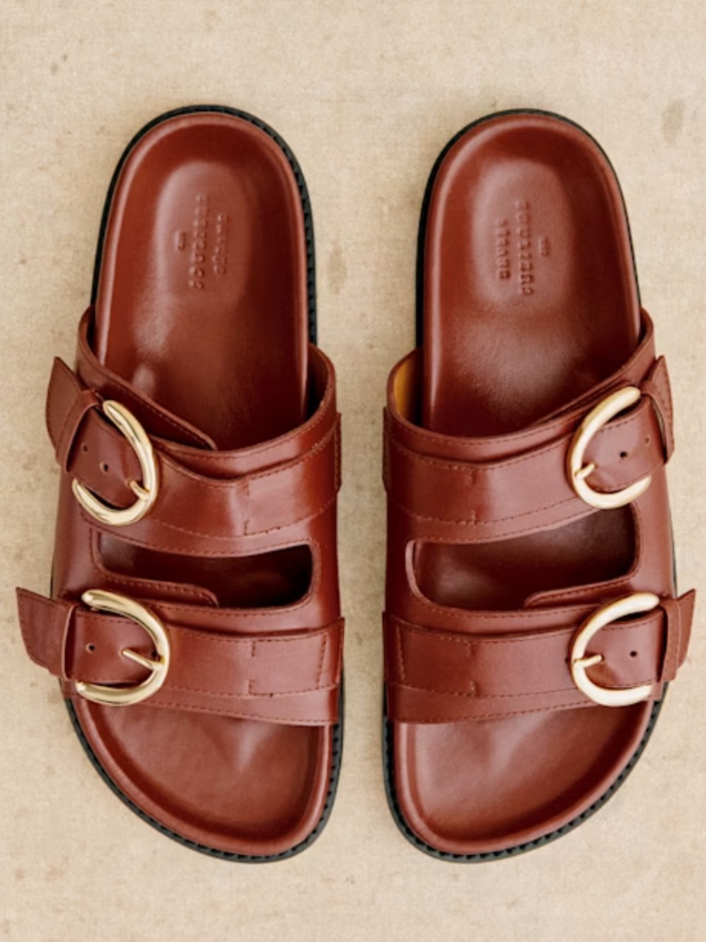 Sézane Souliers Lenny Low Mules Sandals in Smooth Natural Leather Brown sz US 9